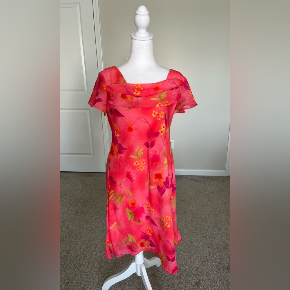 EUC S.L. Fashions pink Floral Dress Size 10P